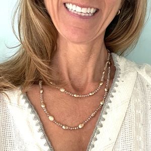 Norstrom 35” Gold Tone & Crystal Necklace